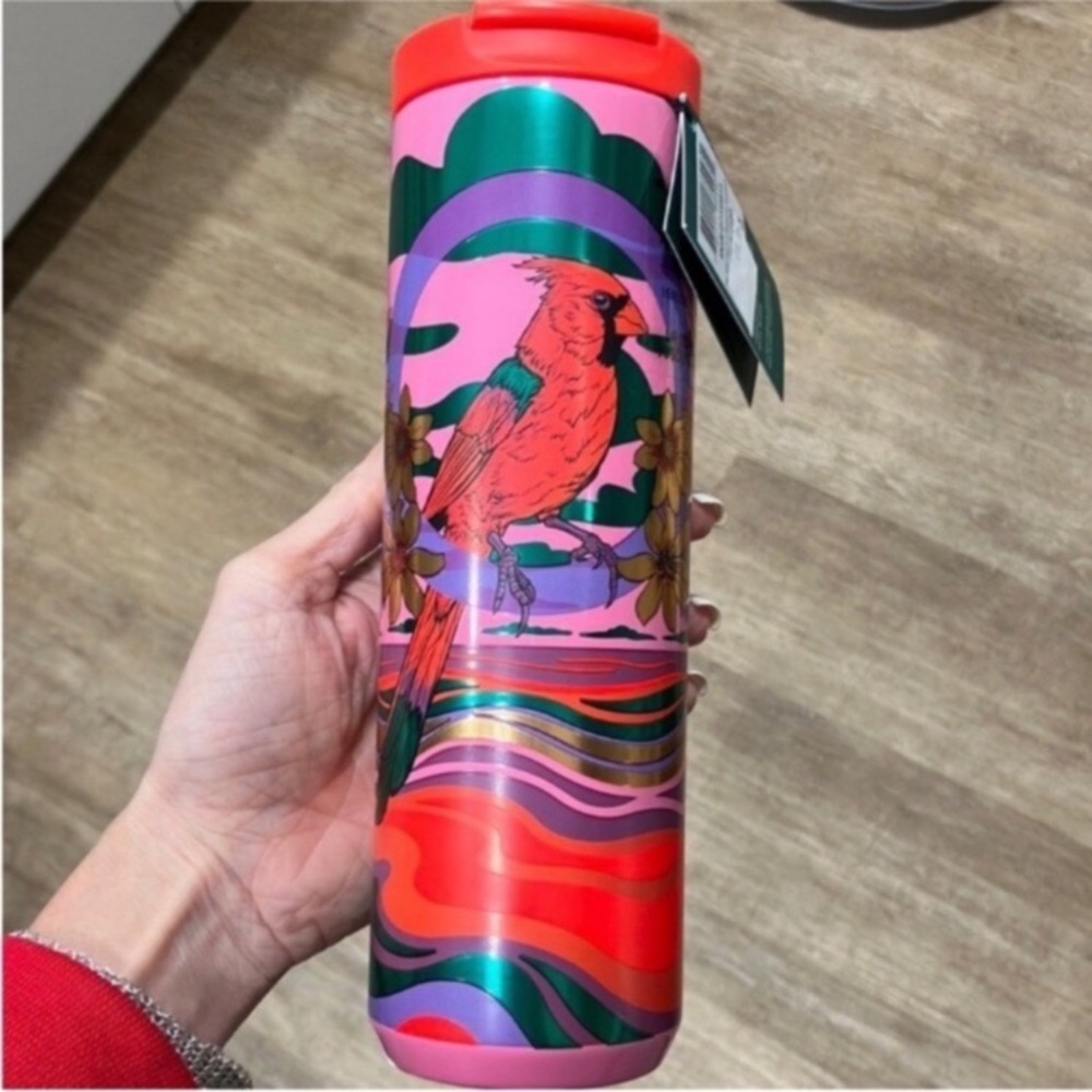Starbucks Rex Hamilton red cardinal bird vacuum insulated 16 oz tumbler